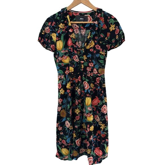 Anthropologie Maeve Bloedel Floral Mini Dress Black Size 0 - Picture 4 of 13